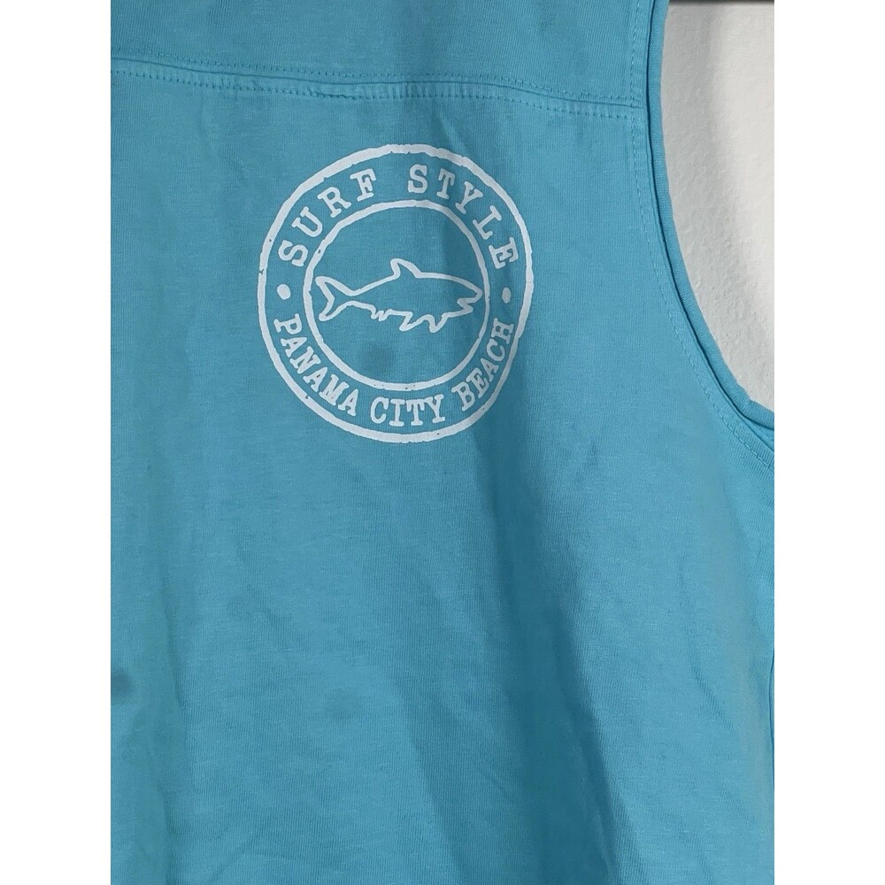 Surf Style PanamaCityBeach Florida Youth M Tank Shirt Blue Beach Surfer USA - Picture 2 of 6